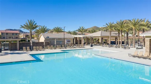 a view of a park that has large trees