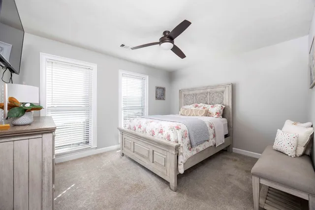 a view of a lake with a mountain in the background