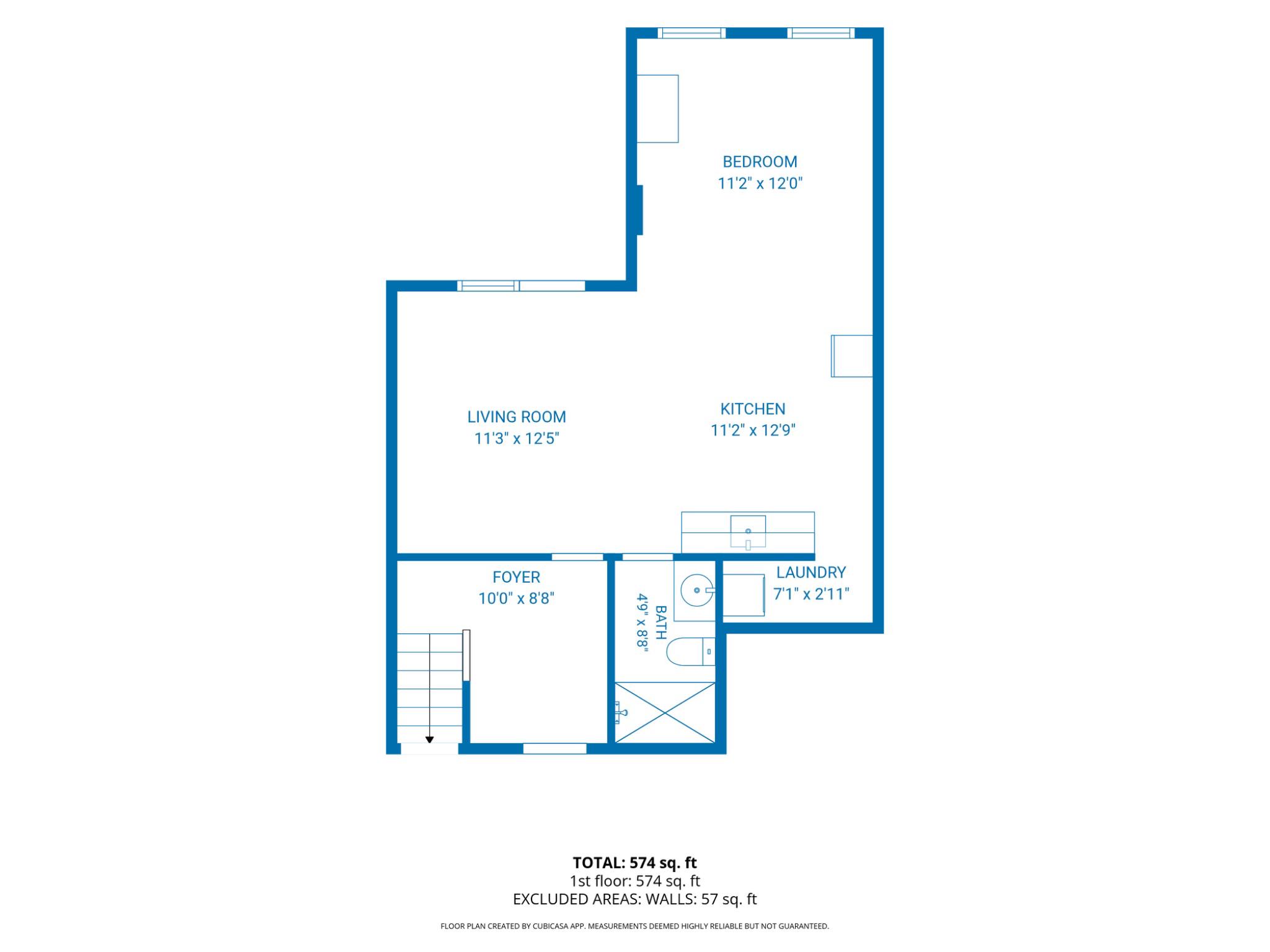 205 Grassy Ridge Terrace Purcellville, VA 20132 - Photo 12 of 12 Floor plan with approximate dimensions (574 sq ft)
