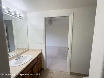 a bathroom with a sink a mirror and a shower