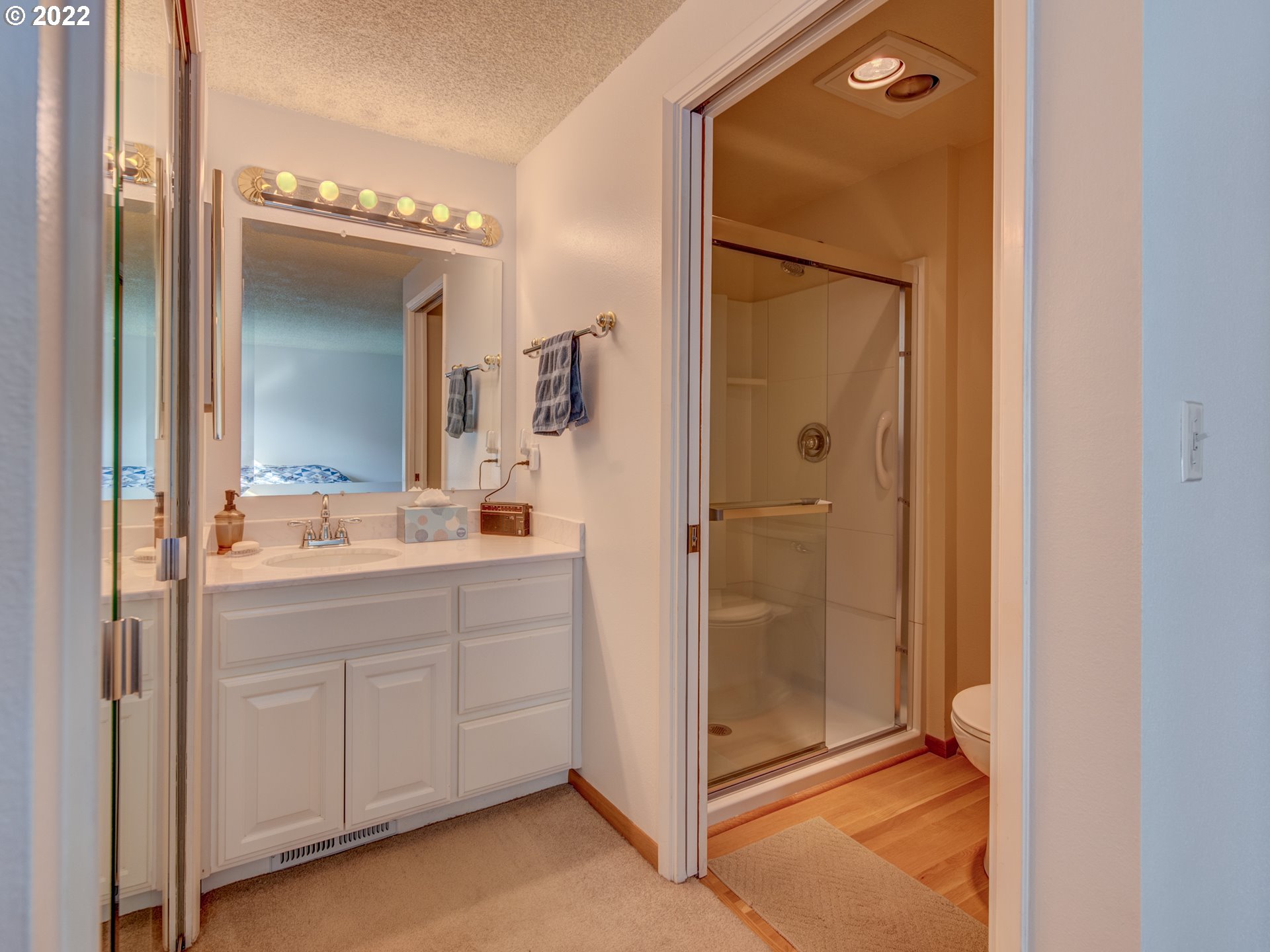 717 Edgemont Way Springfield, OR 97477 - Photo 21 of 32 a bathroom with a shower a sink and a mirror