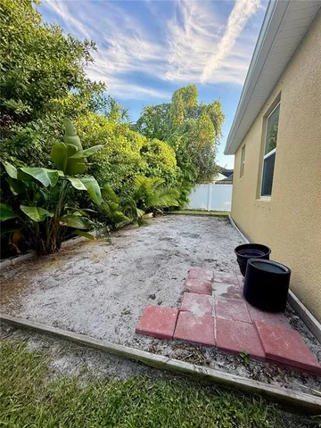 a view of a backyard with plants