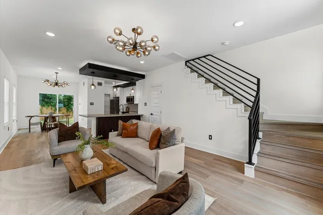 a living room with furniture