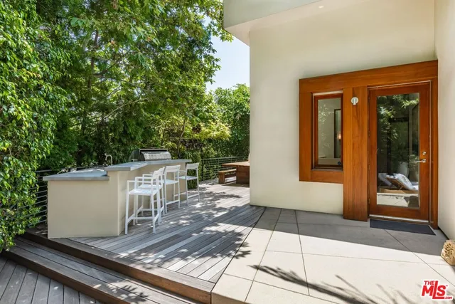 a view of a terrace with a bench