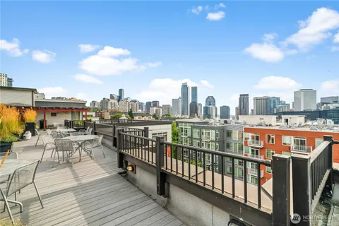 a view of city from a roof deck