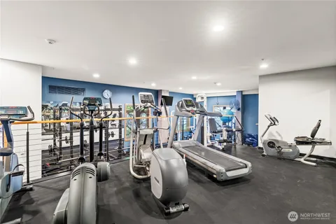 a view of a room with gym equipment