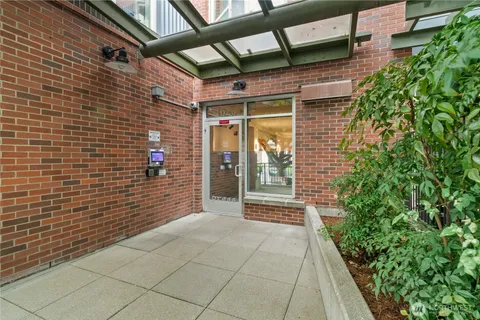 a backyard of a house with seating space