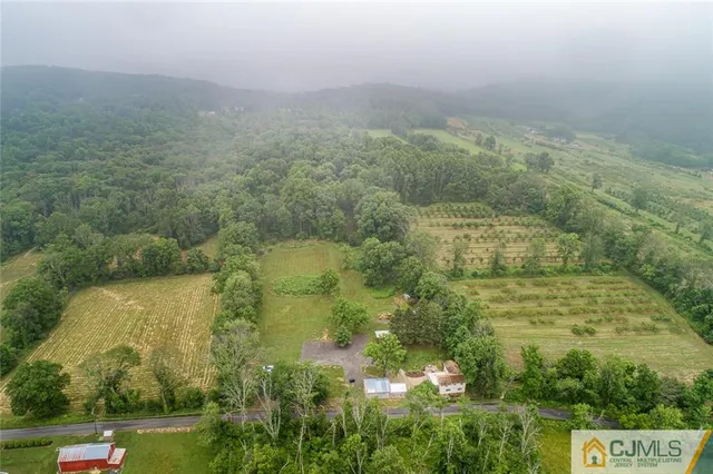 a view of a lake with a city