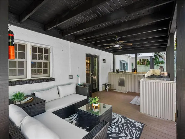 a view of backyard of house