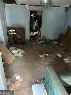 a room with water heater and a fireplace