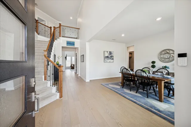 a view of a livingroom with furniture and wooden floor