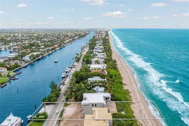 an aerial view of a ocean beach