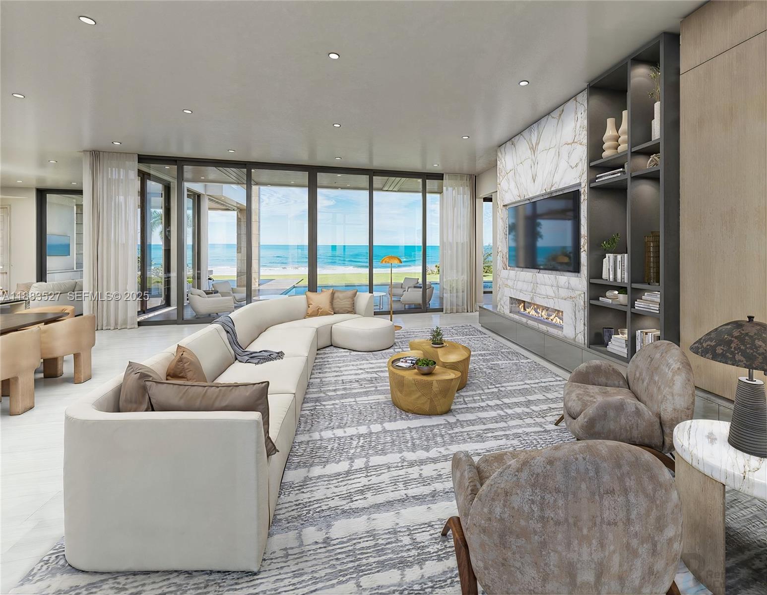 961 Hillsboro Mile Hillsboro Beach, FL 33062 - Photo 5 of 17 a living room with furniture a flat screen tv and a large window