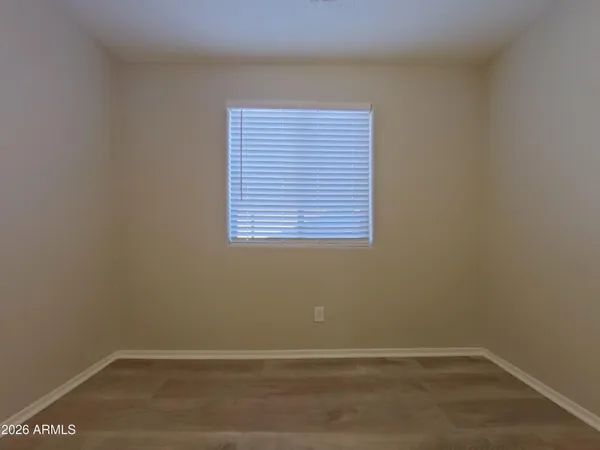 a view of a small space with a window