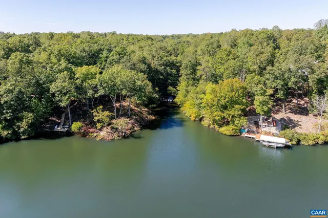 a view of a lake with houses