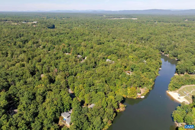 a view of a lake with a mountain in the background