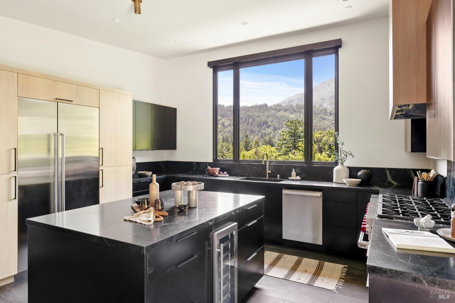 56 Millard Road Larkspur, CA 94939 - Photo 26 of 74 a kitchen with a sink and large window
