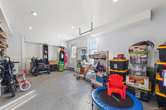 a view of a garage with toys