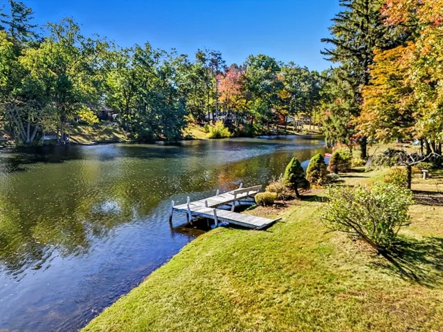 a view of a lake with outdoor space