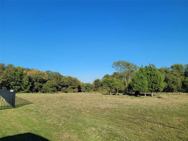 a view of a field with an ocean
