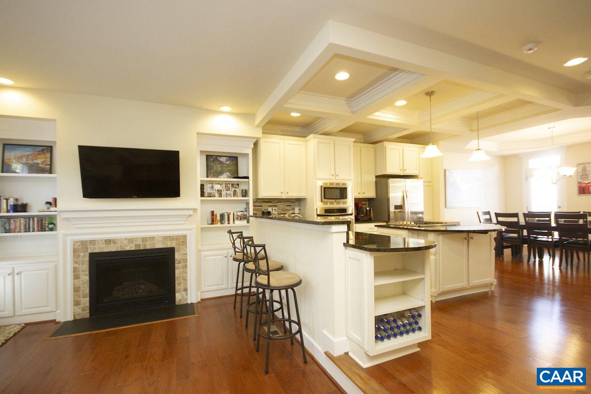 2056 Avinity Loop Charlottesville, VA 22902 - Photo 4 of 33 a living room with stainless steel appliances furniture a fireplace a flat screen tv and view kitchen