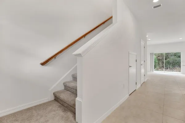 a view of entryway and workspace