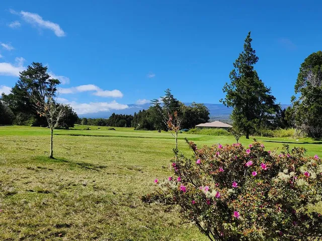 a view of a golf course with a swimming pool
