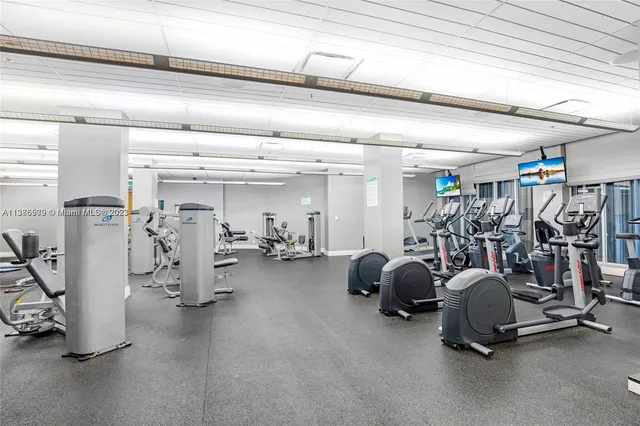a view of a room with gym equipment