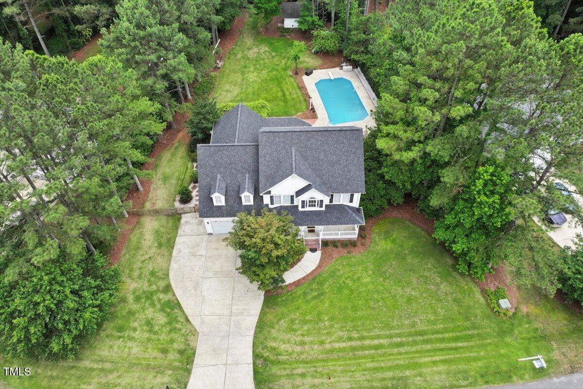an aerial view of a house