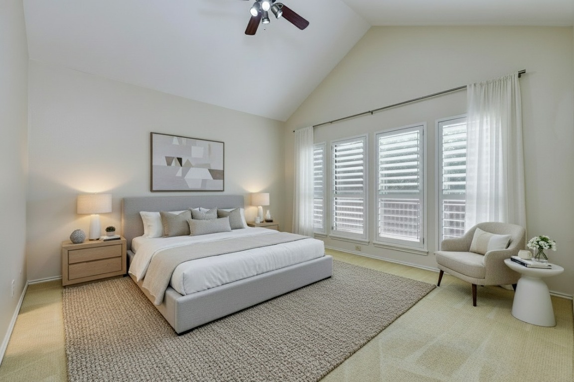 3509 Fawn Trail Austin, TX 78746 - Photo 15 of 30 a bedroom with a bed and glass door