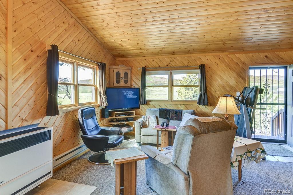 681 Forge Road Hartsel, CO 80449 - Photo 7 of 41 a living room with furniture a fireplace and large windows