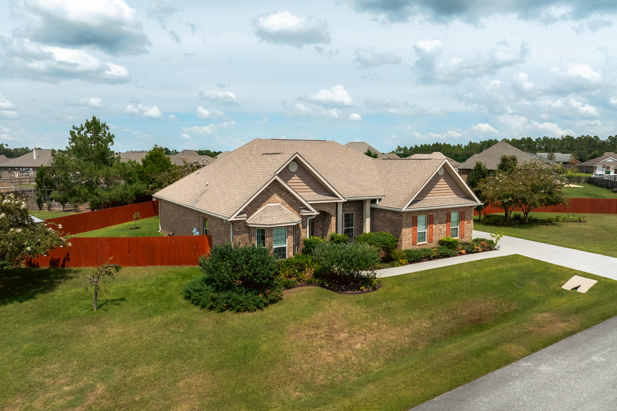 an aerial view of a house