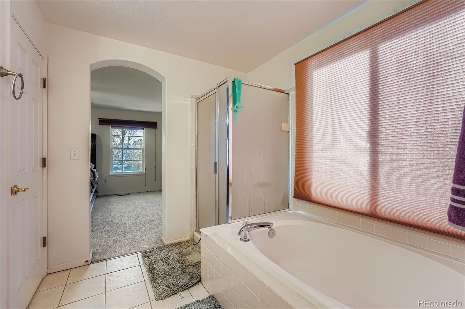 2743 South Waco Way Aurora, CO 80013 - Photo 18 of 28 a bathroom with a bathtub and shower