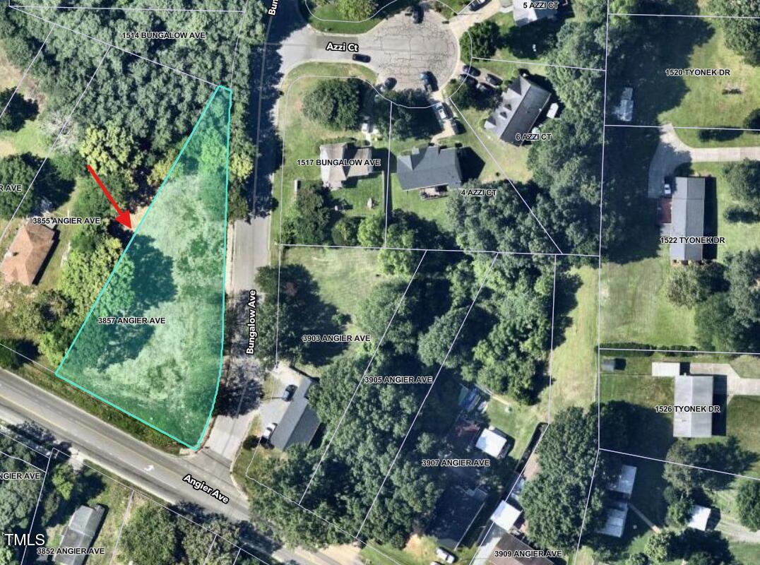 3857 Angier Avenue Durham, NC 27703 - Photo 7 of 7 an aerial view of residential house with outdoor space and trees all around