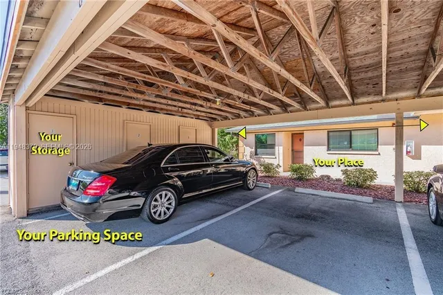 a car parked in front of a building