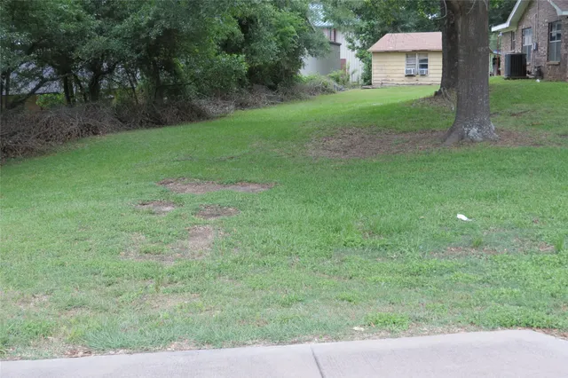 a view of backyard with green space and trampoline