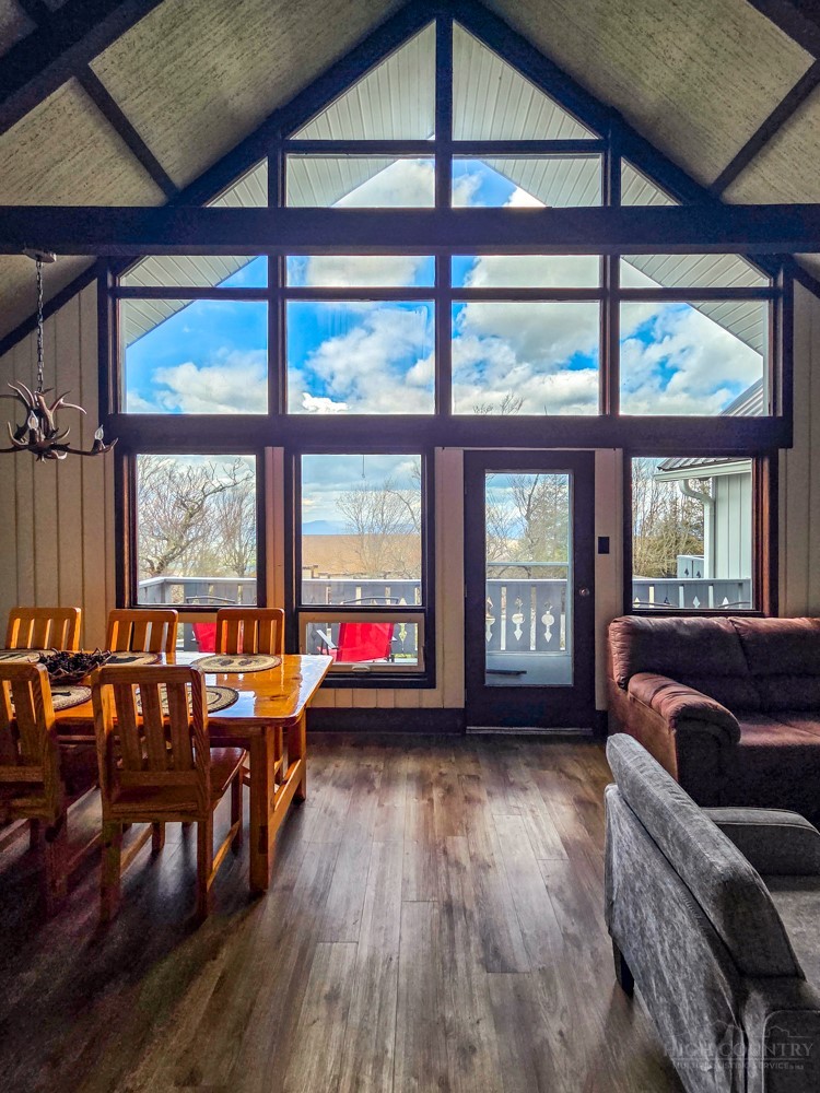 105 North Pinnacle Ridge Road, Unit 6 Beech Mountain, NC 28604 - Photo 9 of 46 a living room filled with furniture and a floor to ceiling window