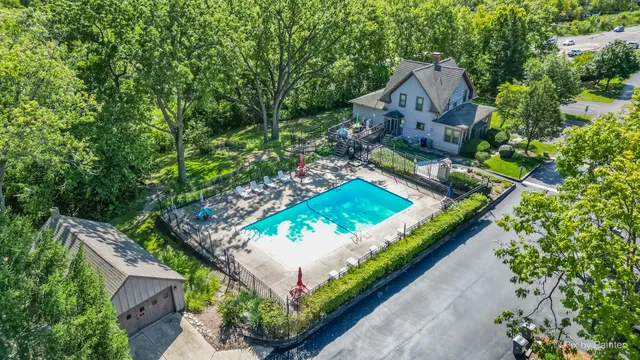 an aerial view of a house