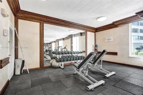 a view of a room with gym equipment