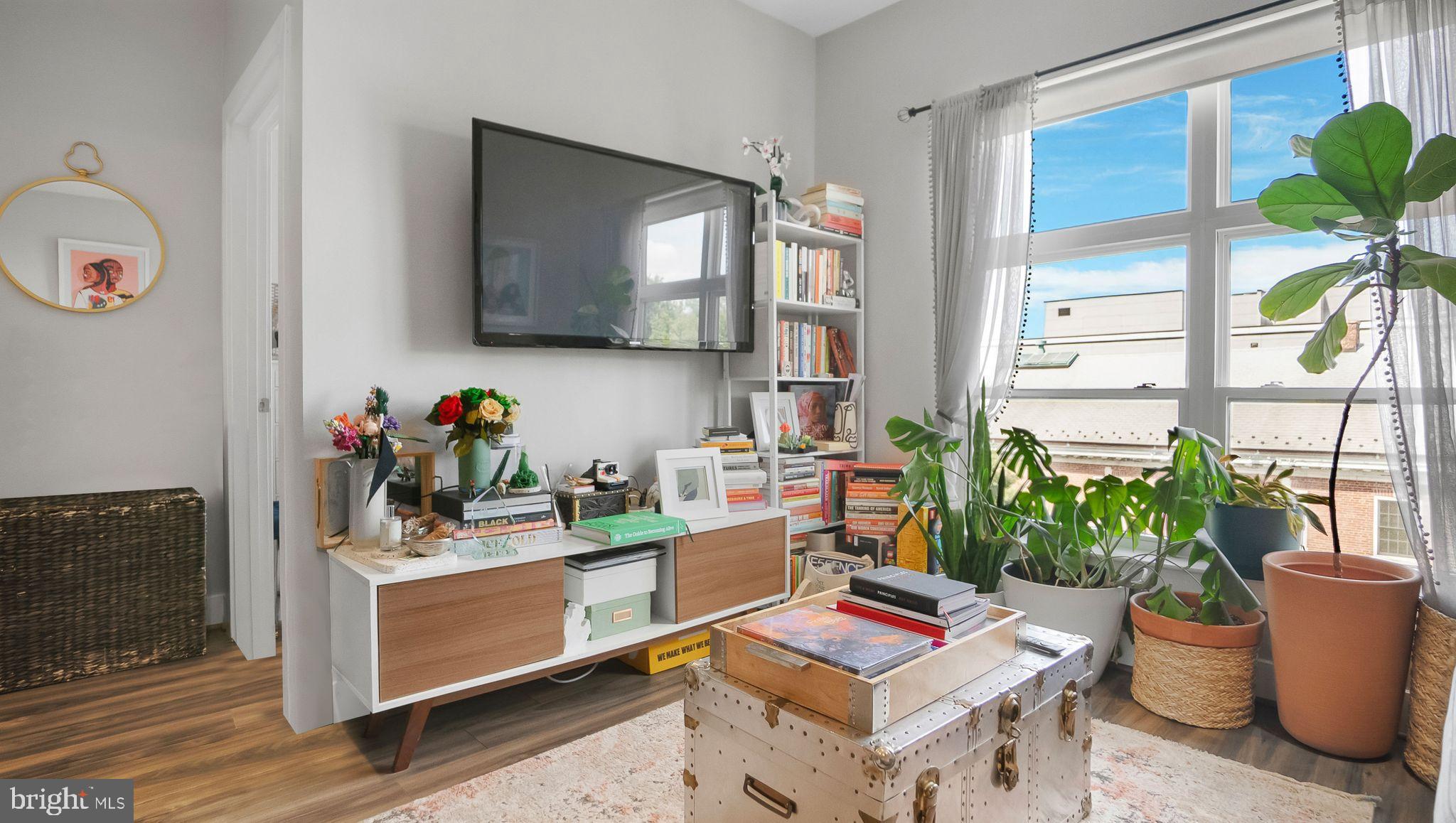 1111 Orren Street Northeast, Unit 407 Washington, DC 20002 - Photo 2 of 16 a living room with furniture and a potted plant