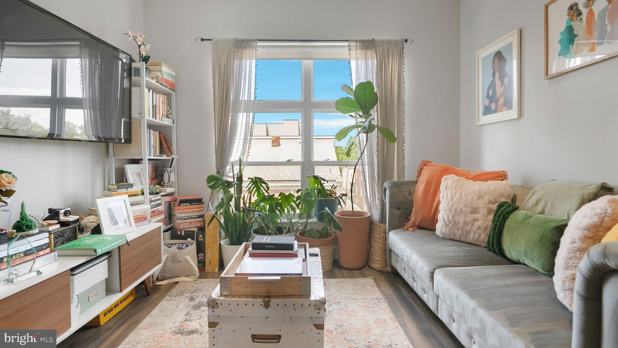 1111 Orren Street Northeast, Unit 407 Washington, DC 20002 - Photo 3 of 16 a living room with furniture and a potted plant