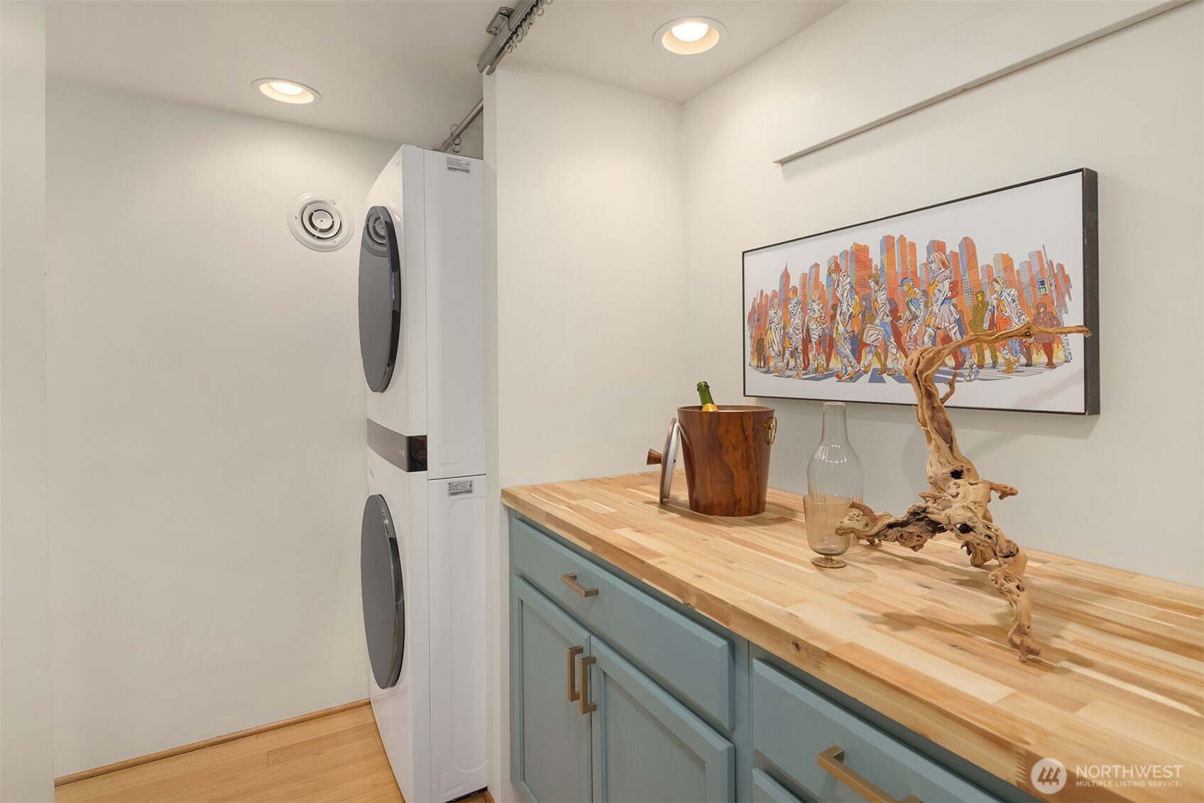 112 18th Avenue Seattle, WA 98122 - Photo 13 of 30 a bathroom with a granite countertop sink and a mirror