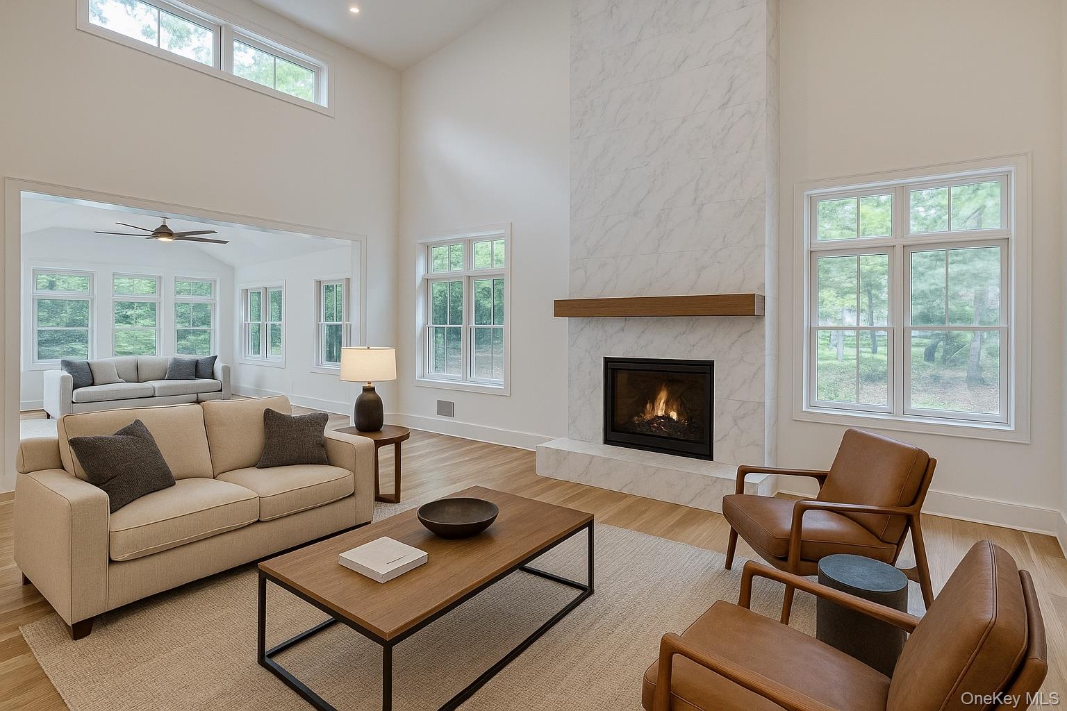 141 Old Cedar Swamp Road Jericho, NY 11753 - Photo 3 of 15 a living room with furniture and a fireplace
