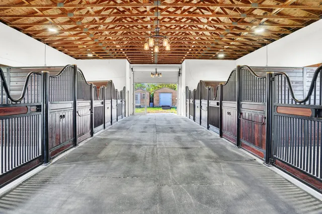 a view of a yard and an ocean view