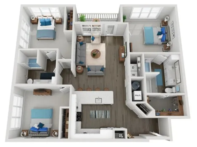 a view of living room with furniture and a fireplace