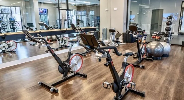 a view of a room with gym equipment