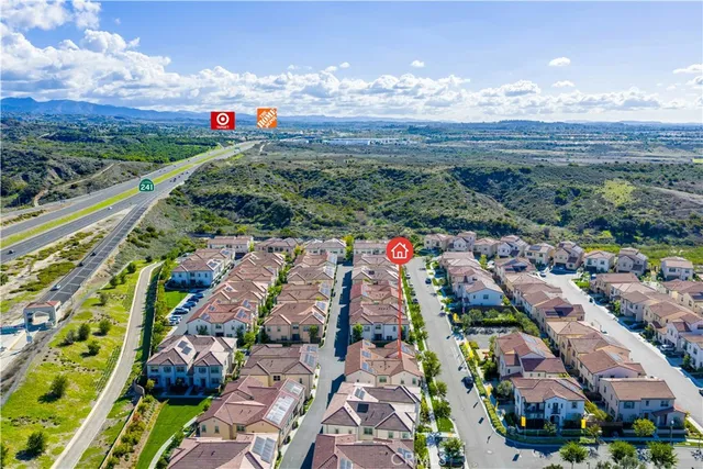an aerial view of multiple house