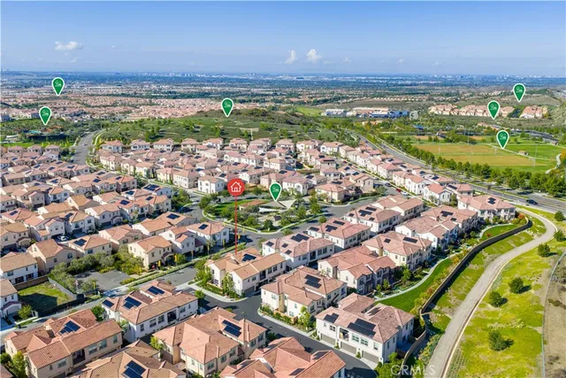 an aerial view of a city