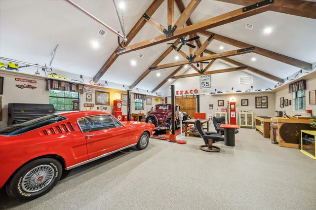 a car is parked in a garage