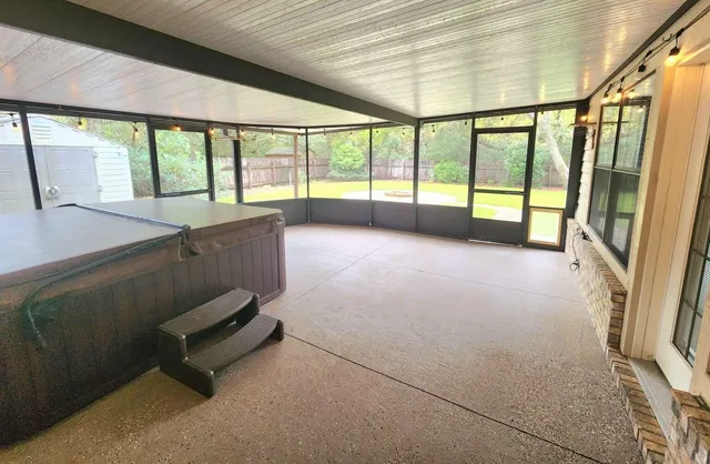 a room with a large window